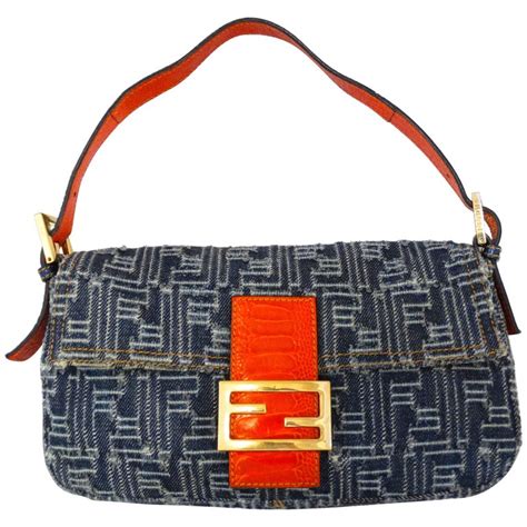 fendi printed baguette handbag|Fendi denim baguette vintage.